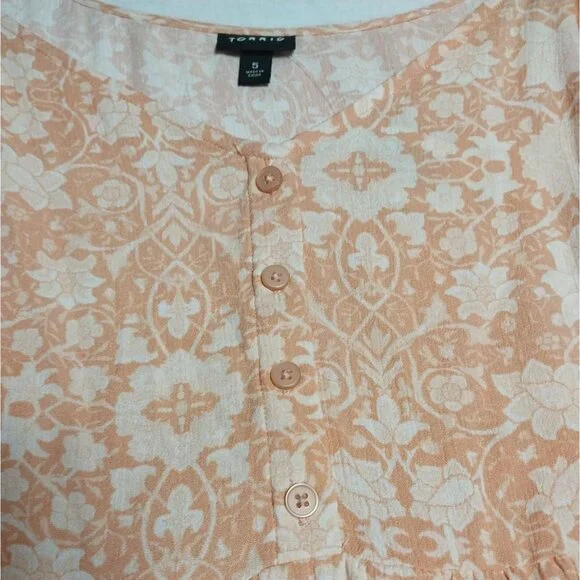 NWT Torrid Washable Crinkle Gauze Tank Peach Floral Adjustable Straps Sz 5X - Picture 5 of 13